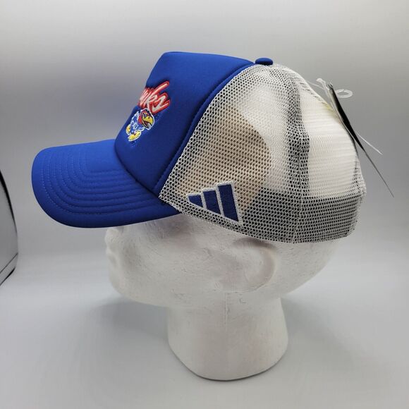 Kansas Jayhawks Adidas Foam Trucker Hat Unisex Adult Snapback NCAA NWT - Picture 2 of 16